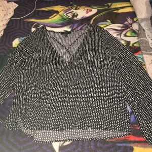 Black and white long sleeve blouse